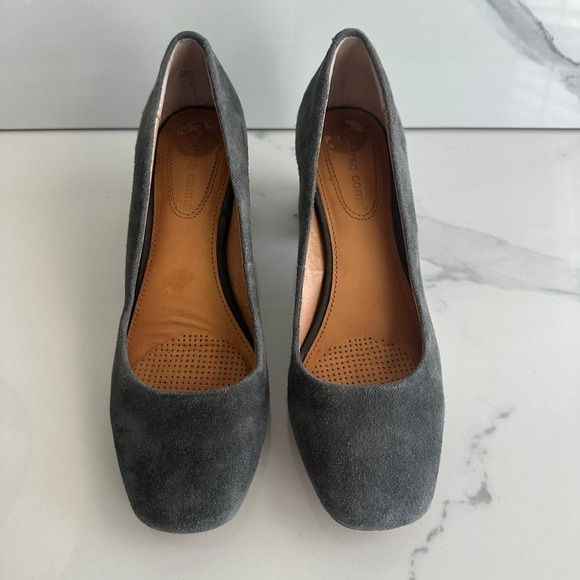 Corso Como Gray Suede Leather Block Heel Pumps Comfortable Classic Shoes Size 7 - Picture 1 of 11